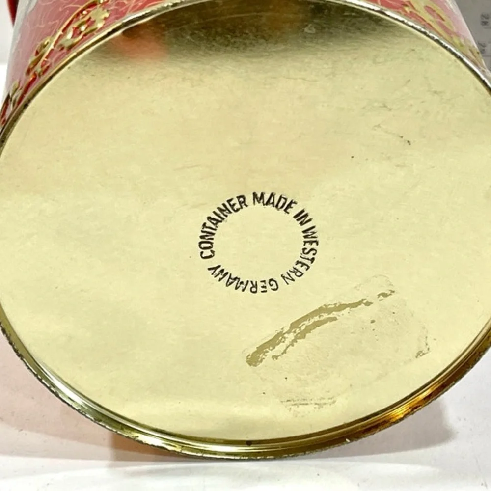 Decorative‎ Embossed Gold Roses Red Candy Tin Vintage Made in Western Germany